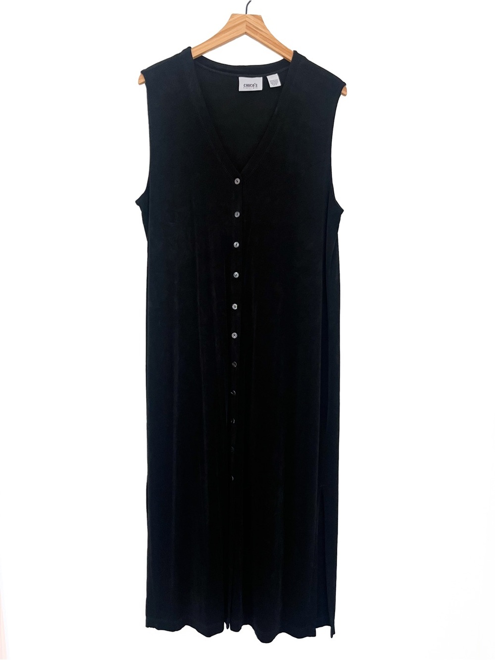 Chico’s Travelers Button-Front Maxi Dress Duster Size 3 (16) Black